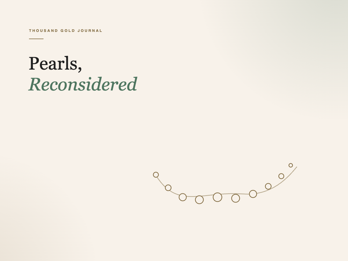Illustration of a pearl strand for the Thousand Gold Journal article on wearing pearls