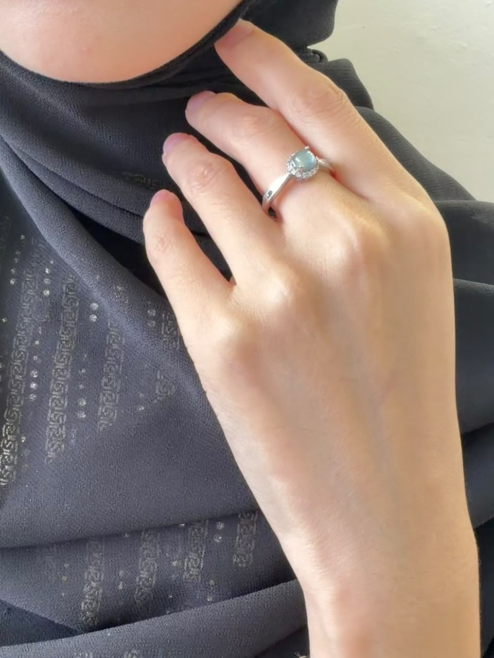 Minimalist Ice Jadeite Solitaire Ring