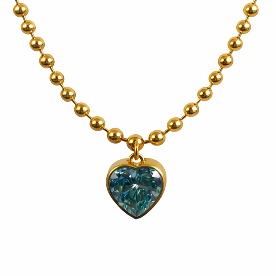 Beloved gold plated  necklace with a heart shaped turquoise gemstone pendant 