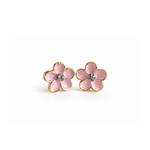 Pink flower-shaped earrings 