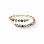 Celestial cuff  gold plated bracelet with colorful gemstones 