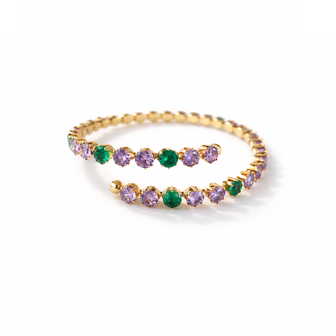 Celestial cuff  gold plated bracelet with colorful gemstones 