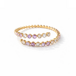Celestial cuff  gold plated bracelet with light pink and white clear gemstones