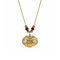 Gold plated sterling silver necklace with a heart-shaped pendant and red beads