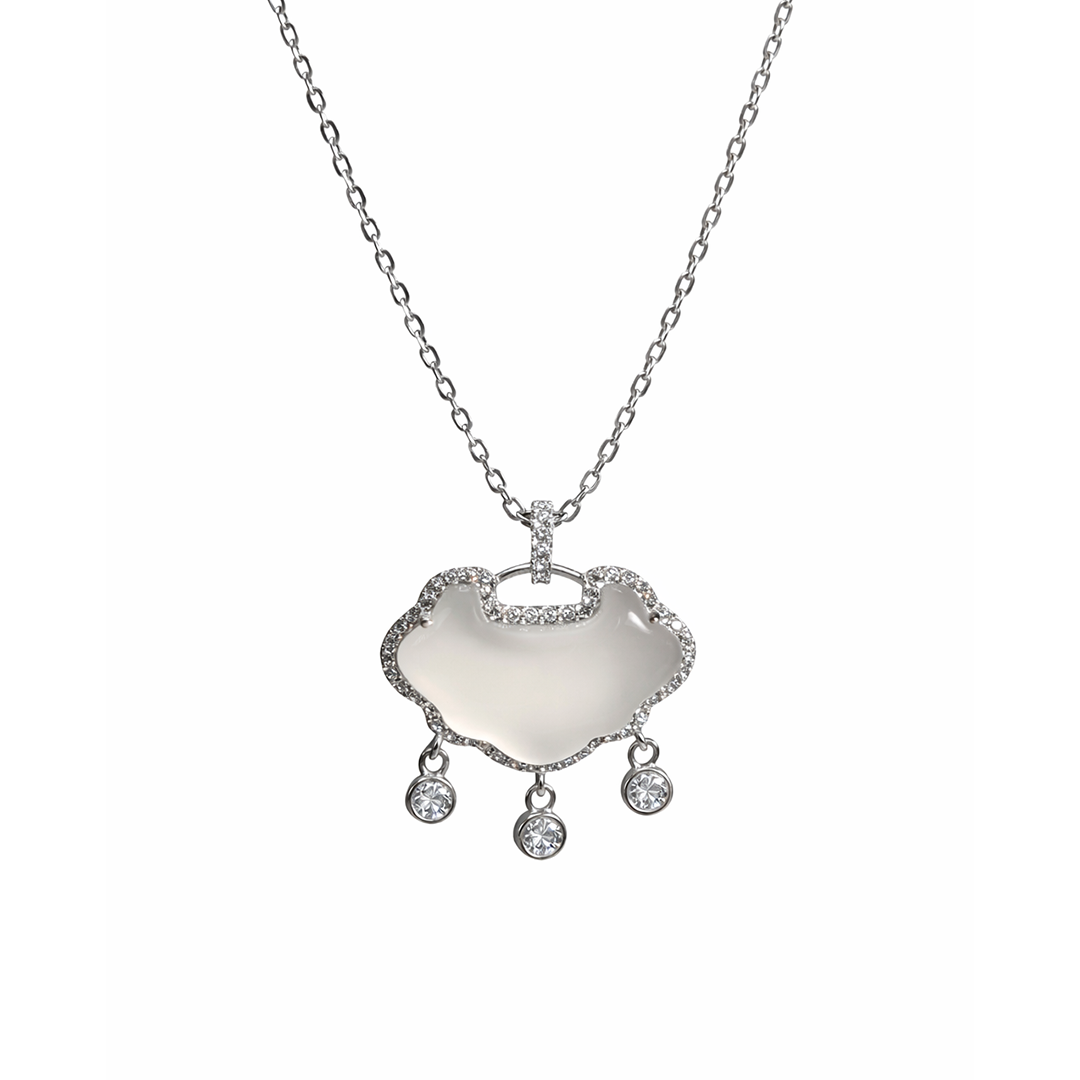 sterling silver necklace with a cloud shaped pendant