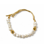 Pearl bracelet with silver gold plated accents 