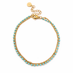 Gold plated stainless steel bracelet with turquoise beads 