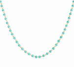 necklace with turquoise beads and gold plated chain