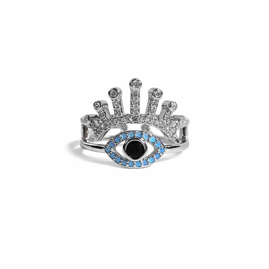 Silver ring with eye design sterling silver
