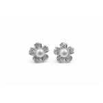flower garden is pair of cubic zirconia sterling silver pearl earrings