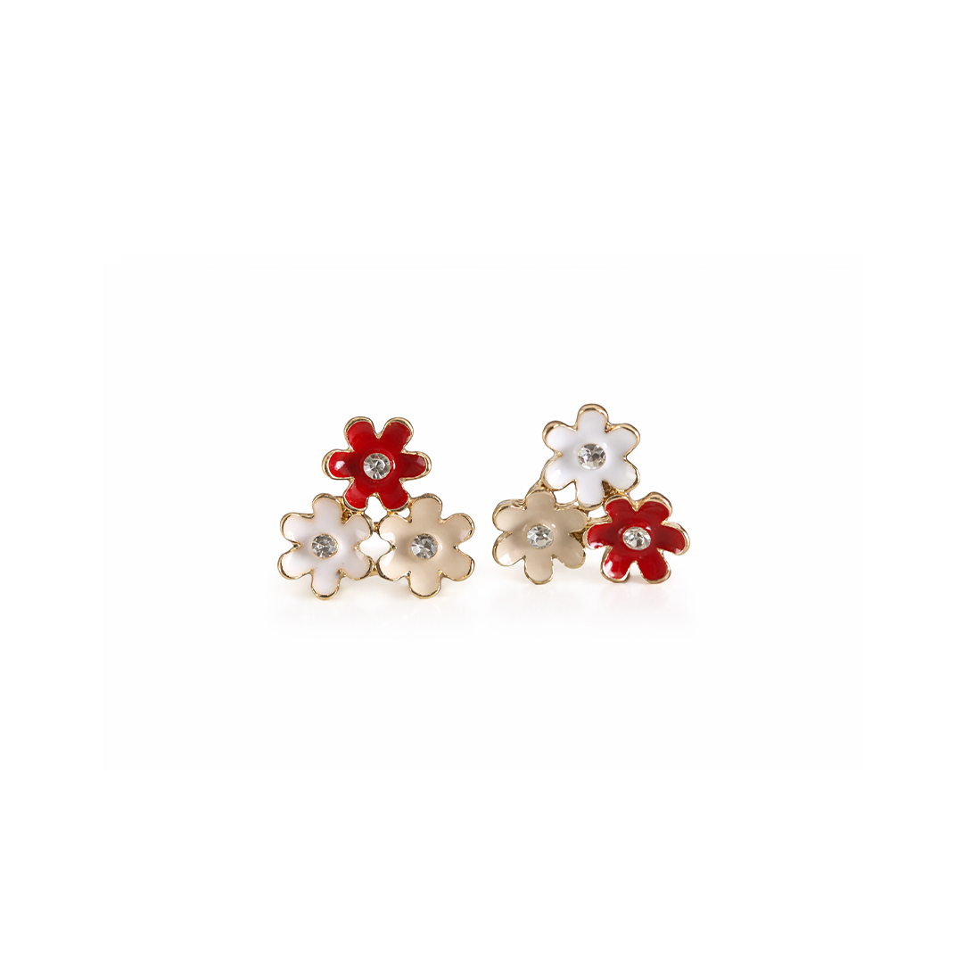 Flower-shaped copper earrings 