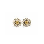 Gold plated and white daisy-shaped earrings 
