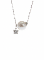 sterling silver necklace with a pearl and butterfly pendant 