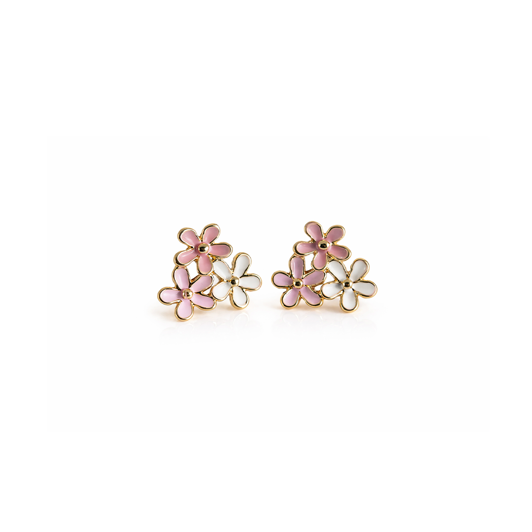 Pair of pink floral earrings 