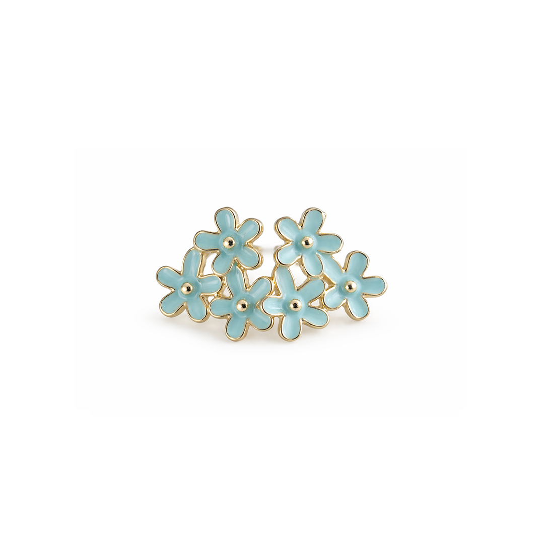 Pair of light blue flower shaped earrings 
