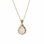 Imperial gold plated necklace with a teardrop shaped white pendant