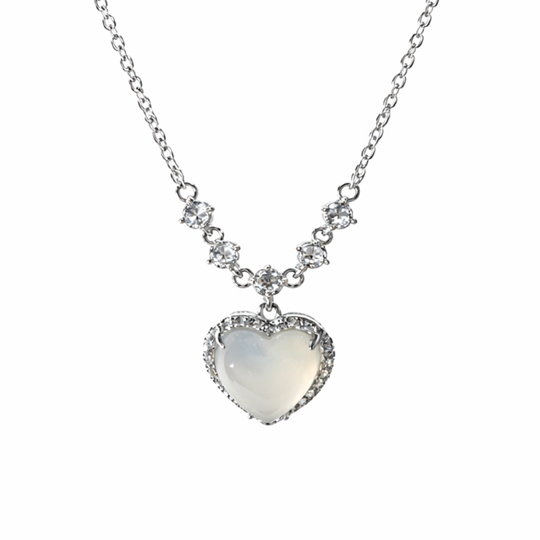 Ivory devotion is heart shaped opal pendant necklace 