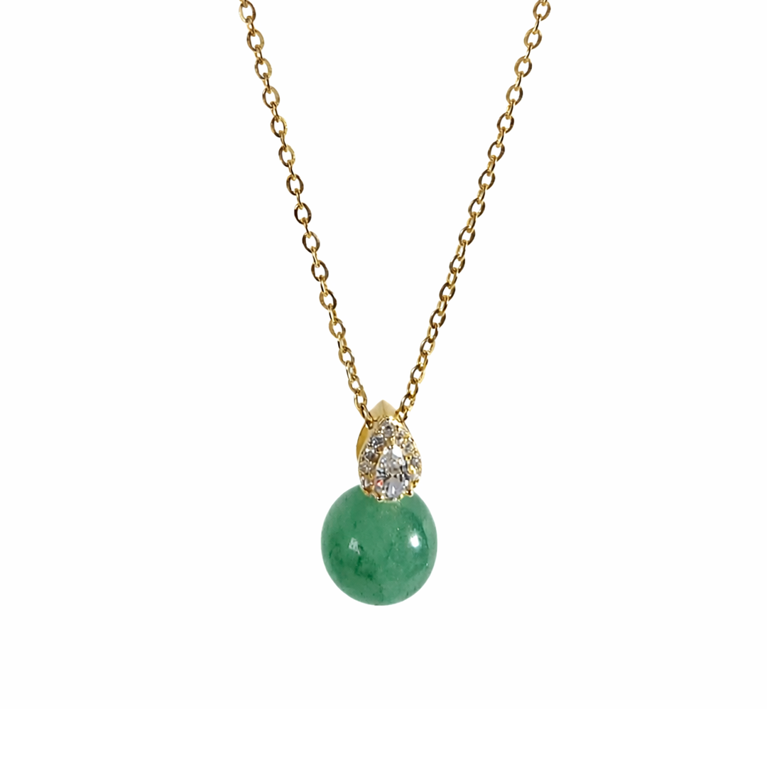 Gold plated sterling silver necklace with a green pendant 