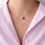 Necklace sterling silver jade with a green pendant 
