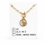 Leo necklace card view with the date range and the clearly shows lion design