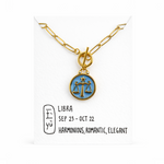 Gold plated necklace with Libra zodiac charm 