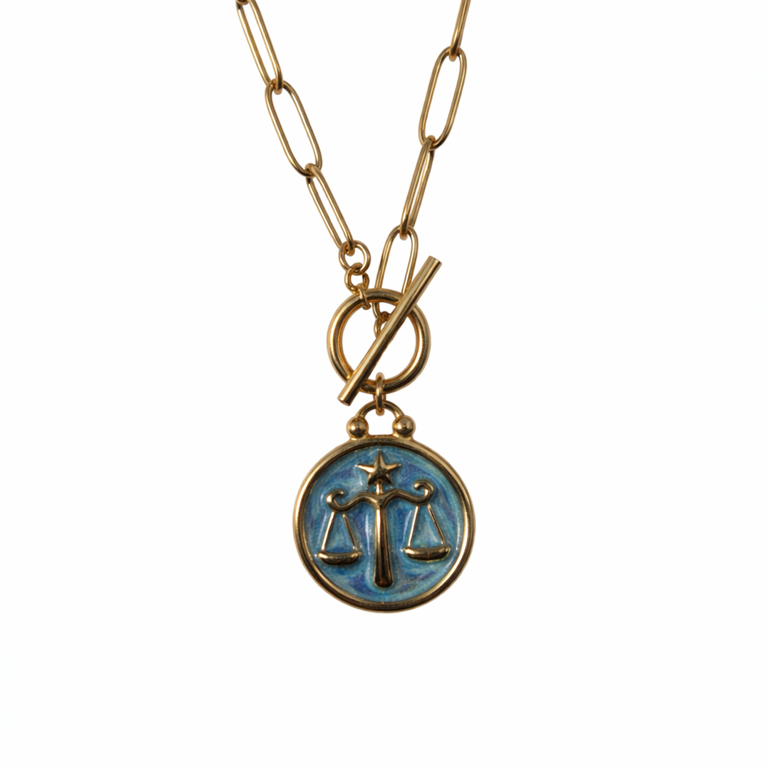 Necklace with a Libra zodiac sign pendant 