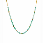 Linked joy necklace with green beads 