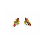 Gold plated and red butterfly earrings 