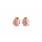 Pink ladybug earrings with gold plated accents 