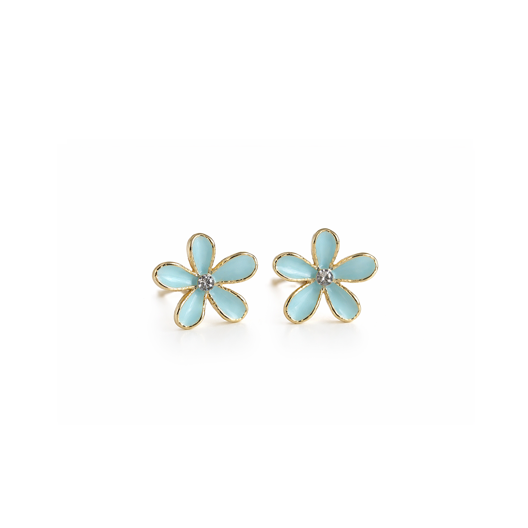 Pair of light turquoise flower shaped earrings 