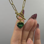 green heart shaped stainless steel gold plated necklace