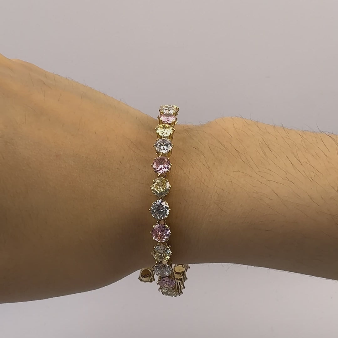 bracelet that has white,yellow and light pink gemstone