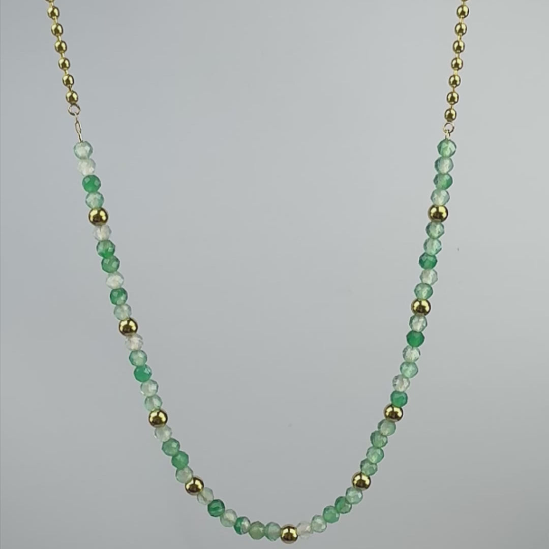 light green stainless steel gold plated chain necklace