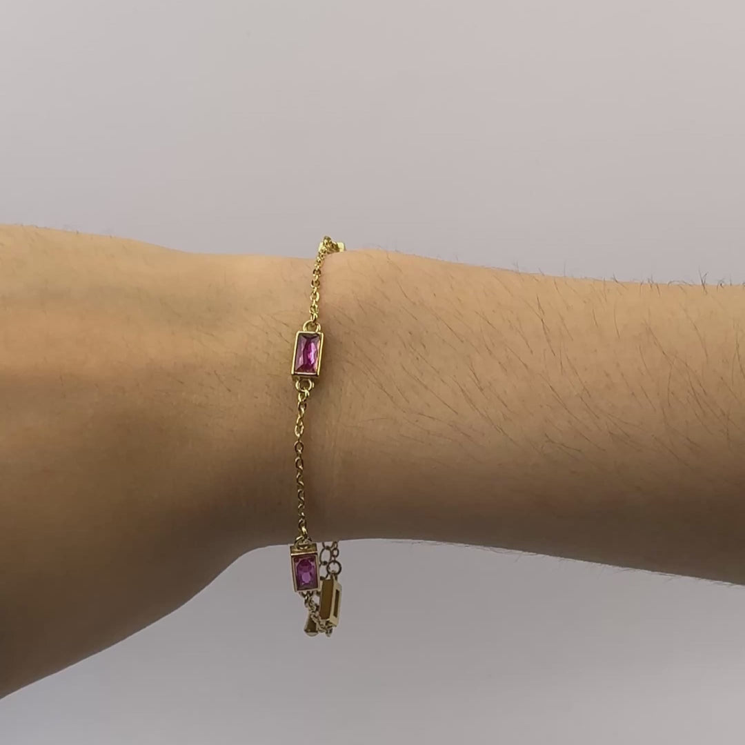 fuscia cubic zirconia bracelet