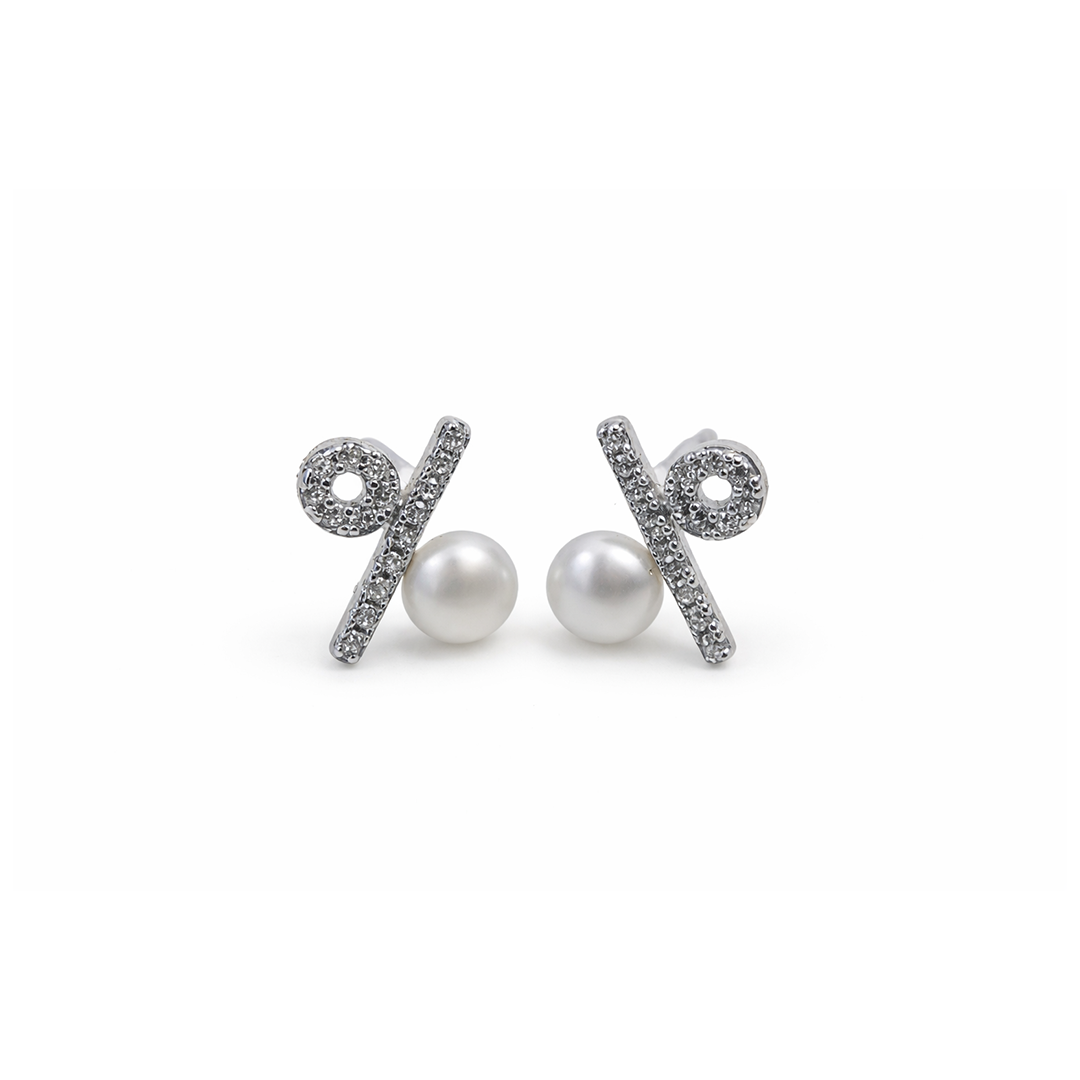 Pure balance sterling silver pearl stud earrings