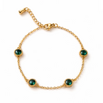 Queen bracelet gold plated bracelet with green gemstones 