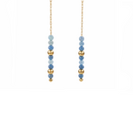 Rain pair of beaded earrings with gold plated stainless steel and blue beads 
