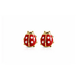 Red ladybug earrings with gold plated accents 