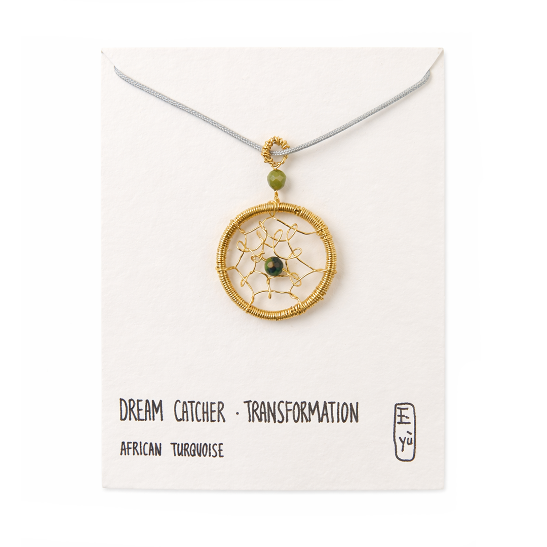 Spirit Weaver african turquoise necklace with gold-plated stainless steel pendant