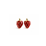 Red strawberry shaped earrings with gold plated accents 