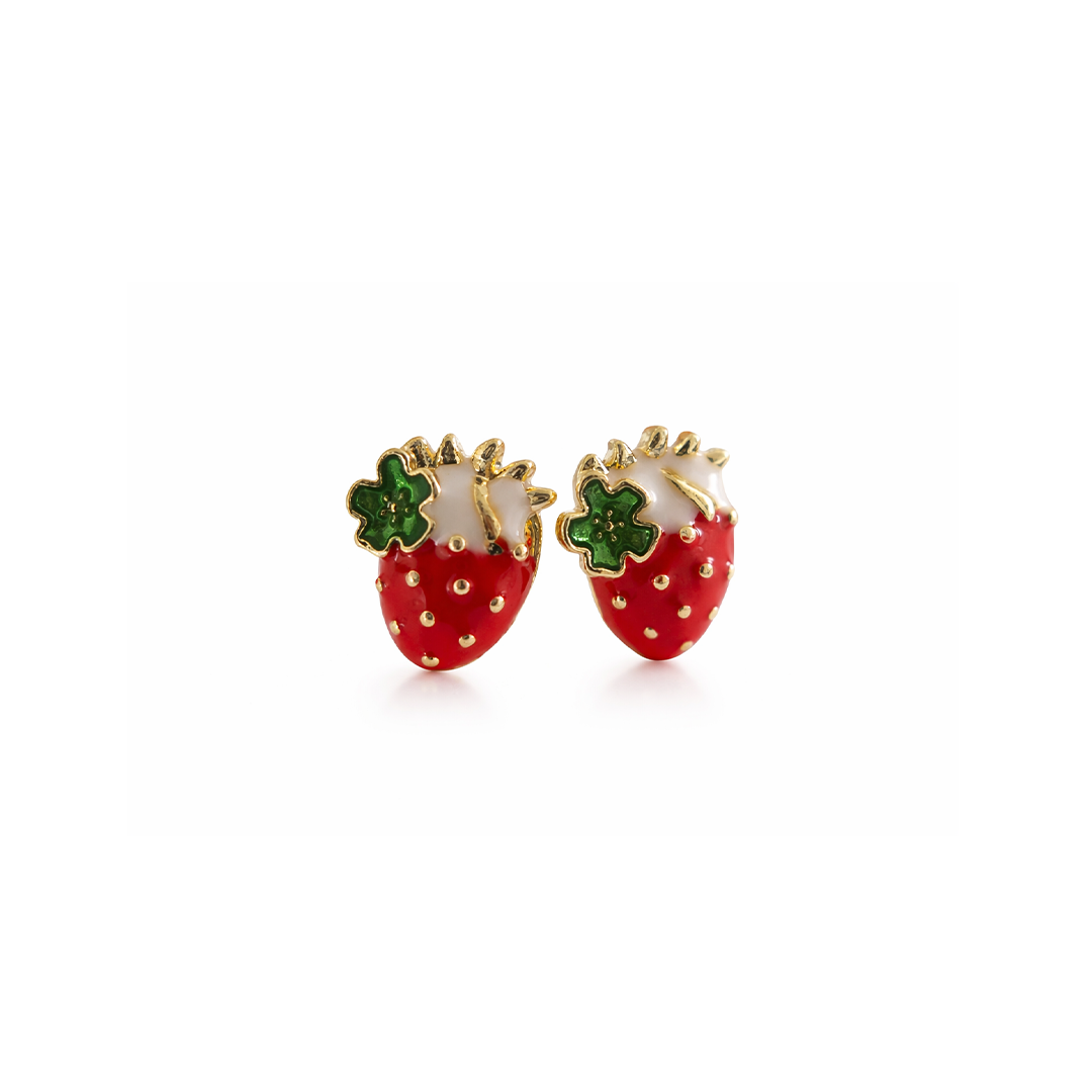 Strawberry shaped earrings with gold plated