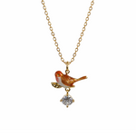 Gold plated sterling silver necklace with a bird pendant 