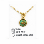 Gold necklace with a Taurus zodiac pendant 