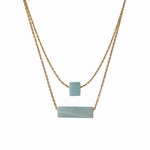 gold plated stainless steel necklace with two aventurine stones 