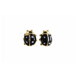 Black and gold plated beetle-shaped earrings 