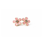Pair of pink flower shaped earrings with gold plated accents 