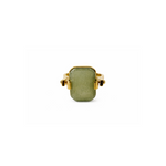 Verdant green jade ring with gold plated covertible ring