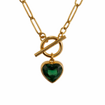 Vow gold plated necklace with a green heart shaped pendant 