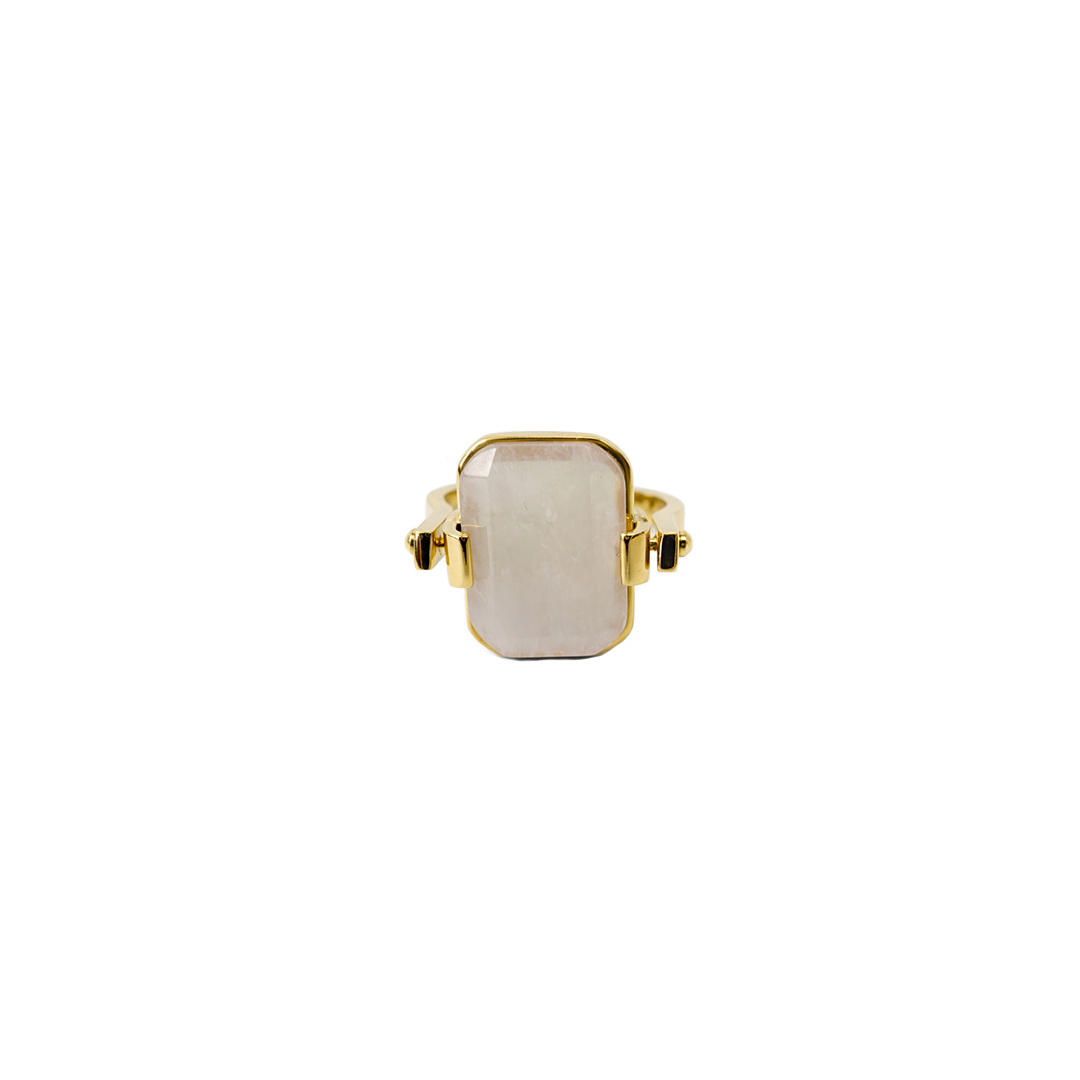 gold plated convertible ring with a rectangular stone